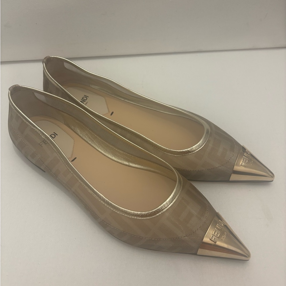 Fendi
Colibri FF Mesh Cap-Toe Ballerina Flats
